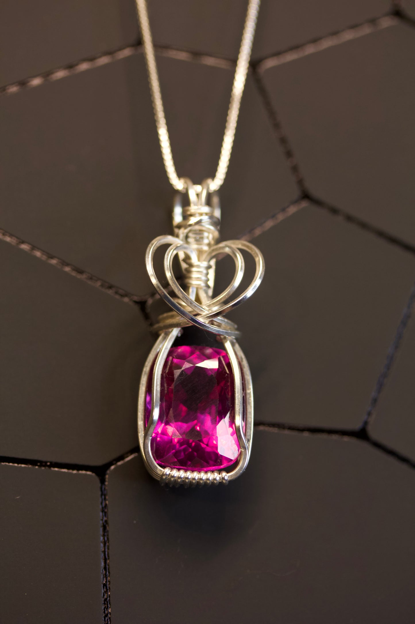 Multi-Fire Sapphire Pendant in Sterling Silver
