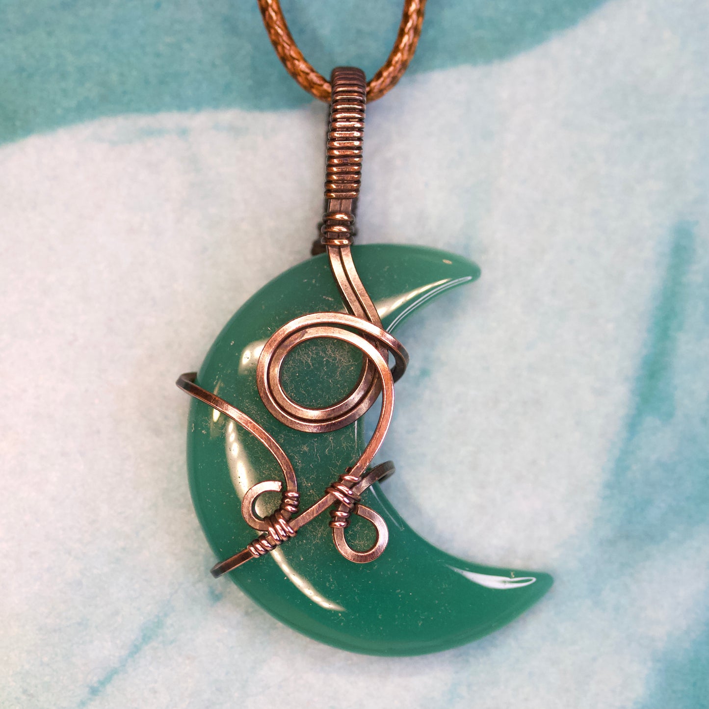 Green Onyx Crescent Pendant