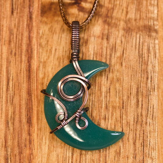 Green Onyx Crescent Pendant