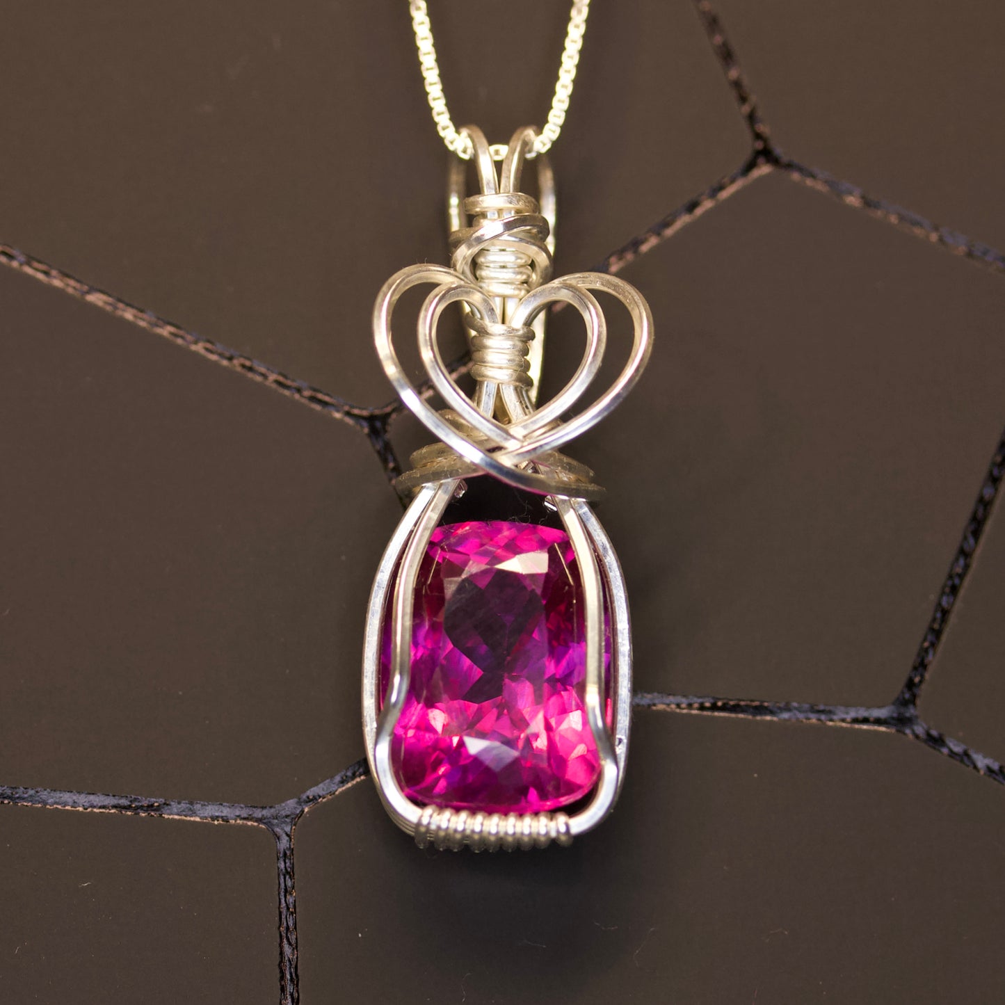 Multi-Fire Sapphire Pendant in Sterling Silver