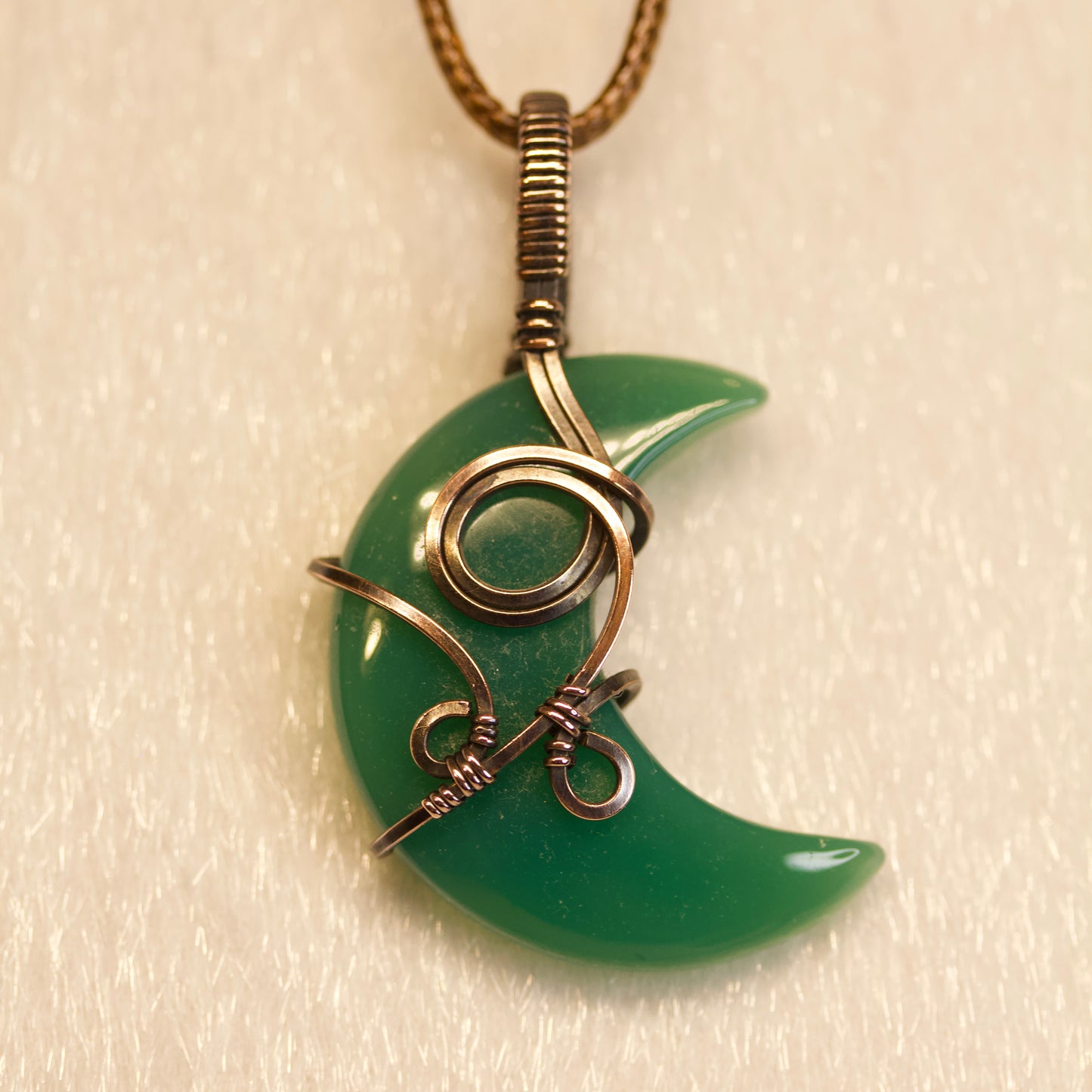 Green Onyx Crescent Pendant