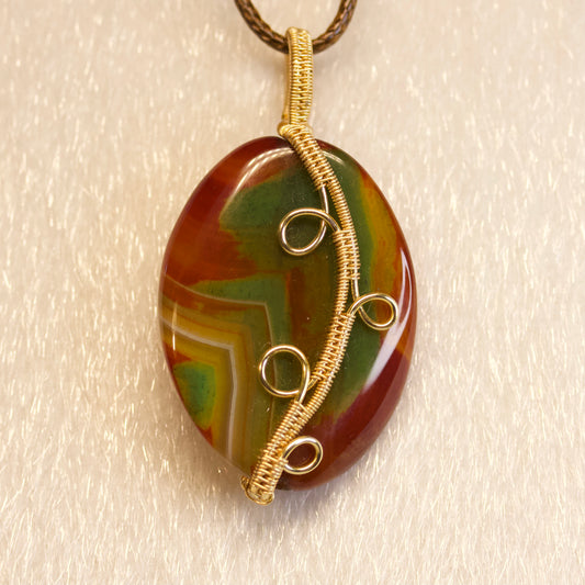 Tartan Onyx Wire Woven Bead Pendant