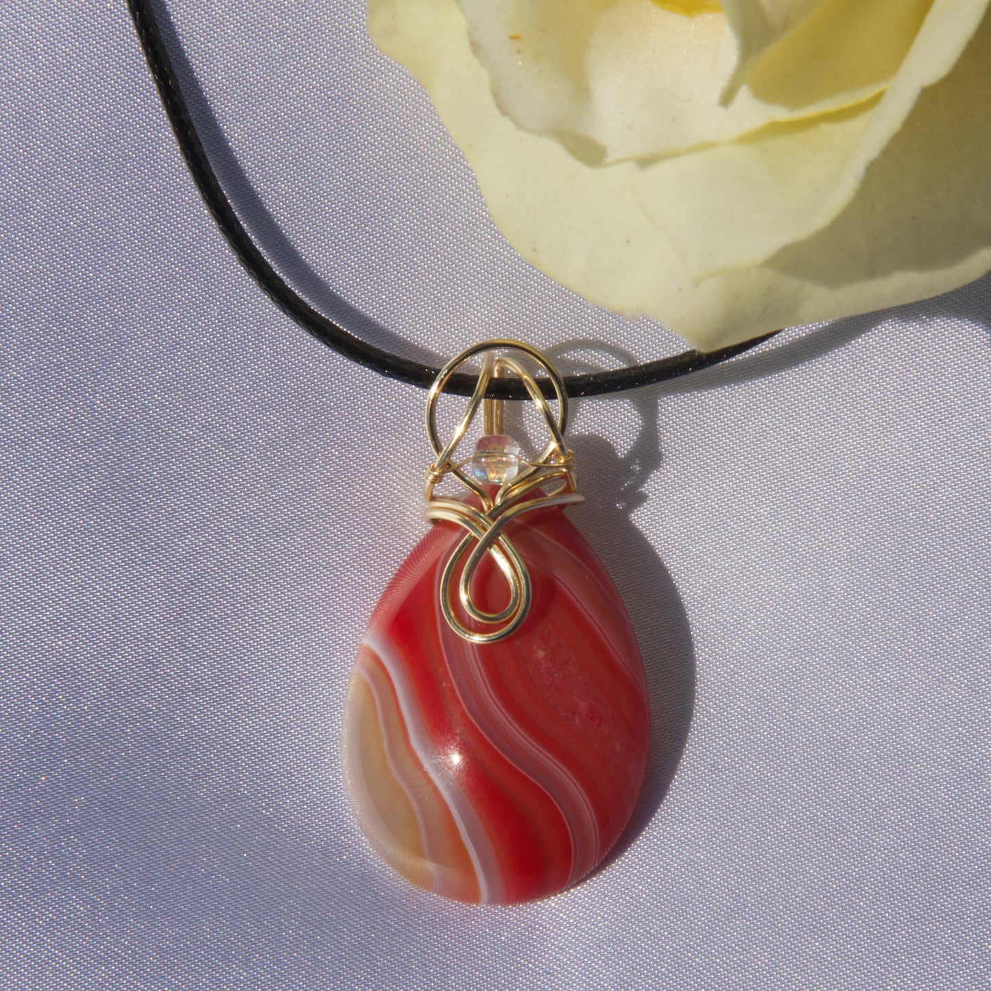 Orange Agate with Gold Tone Bail