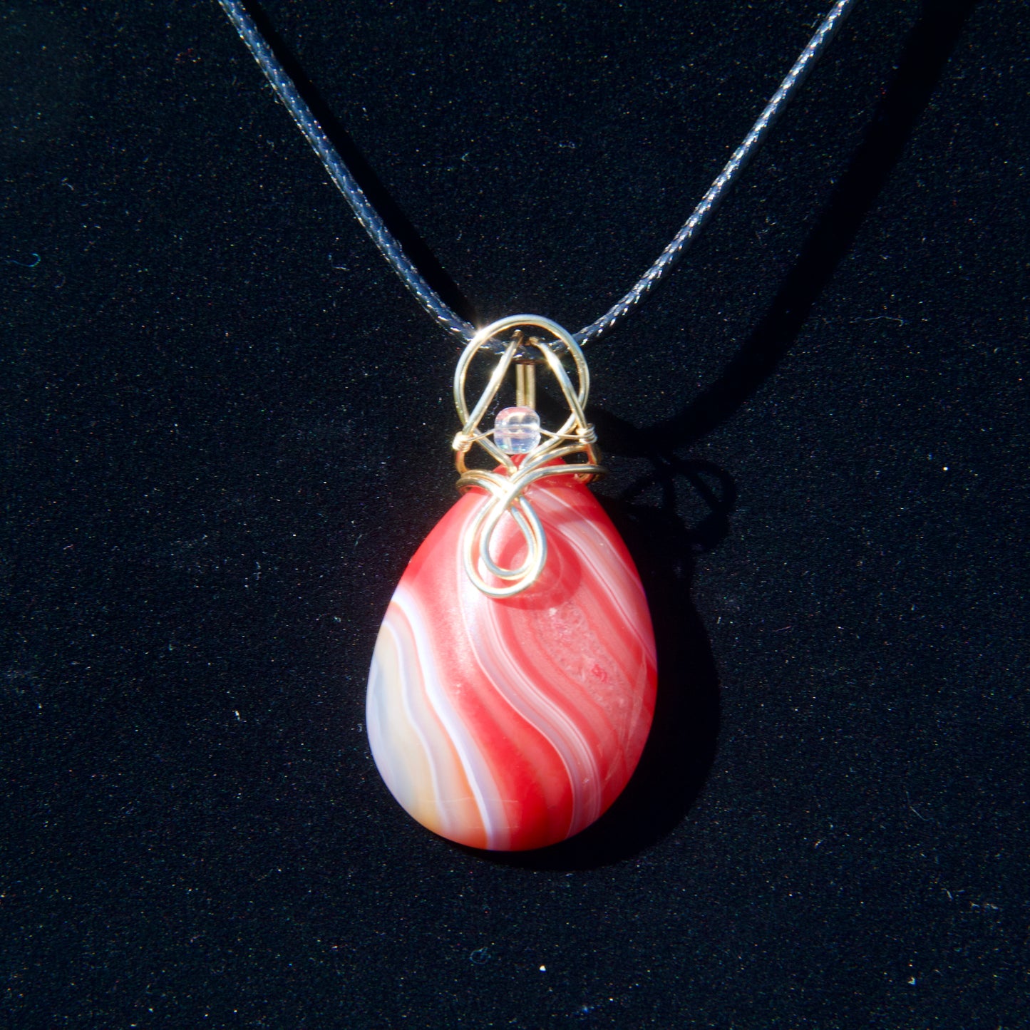 Orange Agate with Gold Tone Bail