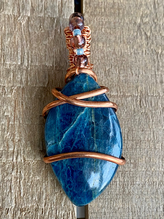 Natural Blue Apatite Cabochon Pendant-50% OFF