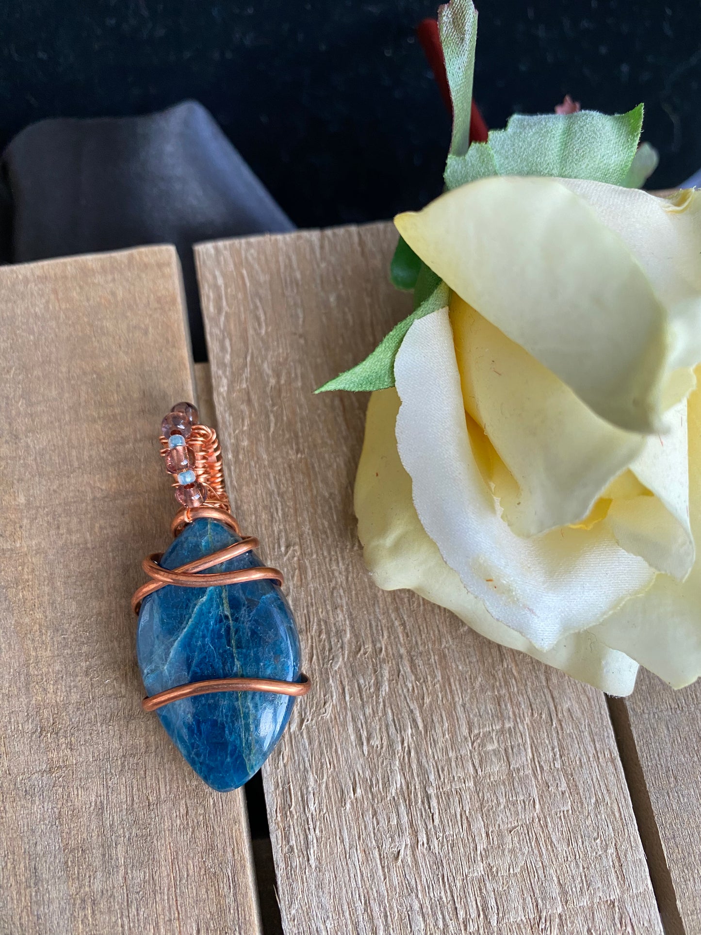 Natural Blue Apatite Cabochon Pendant-50% OFF