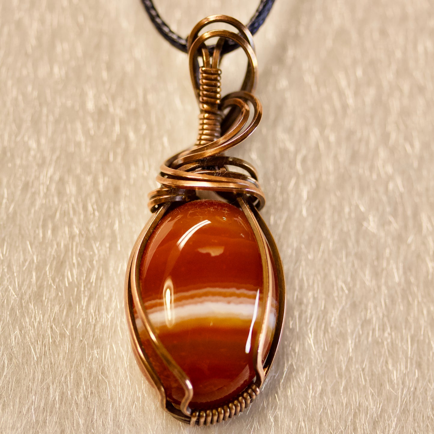 Carnelian in Square Copper Wire