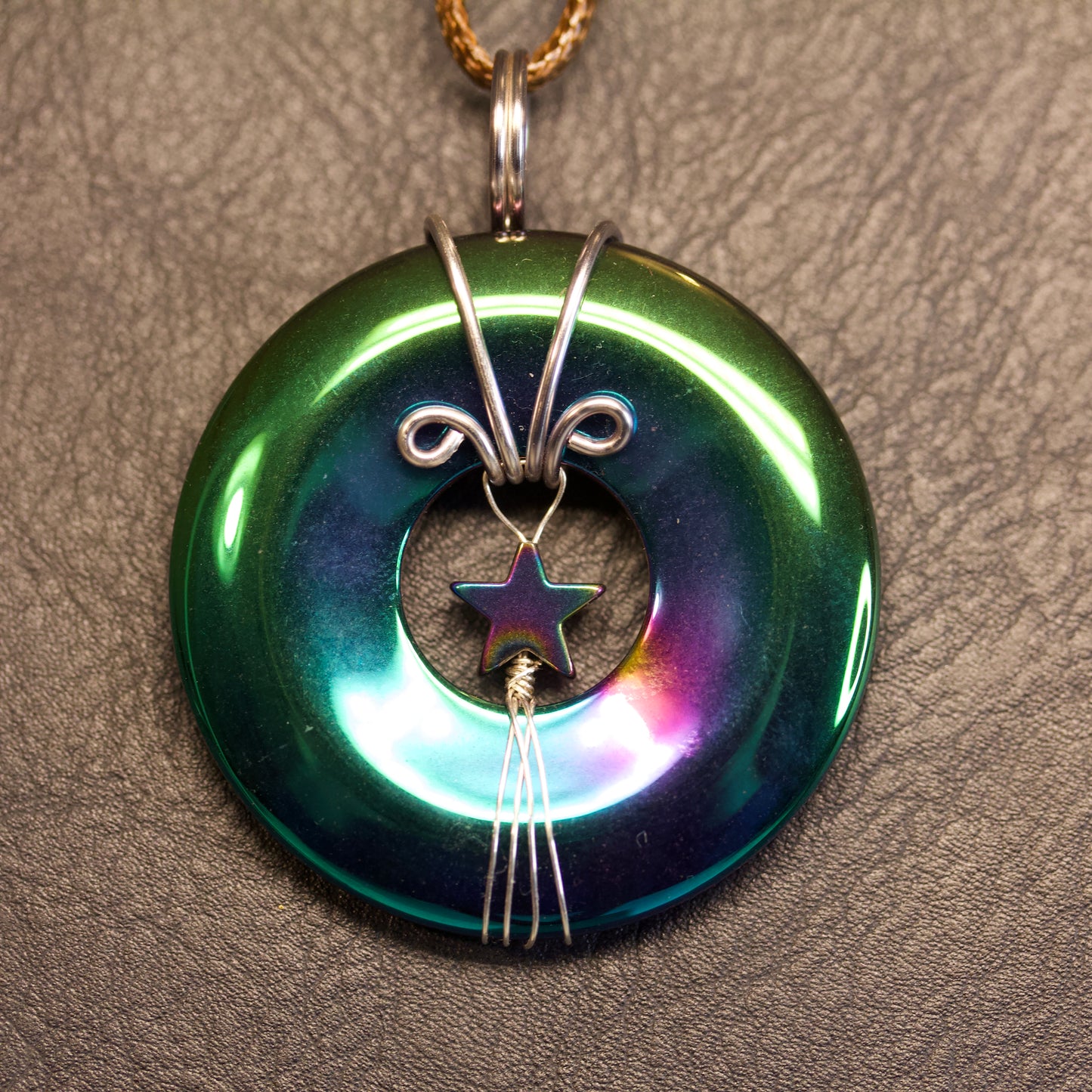 Titanium Coated Hematite Donut Stone