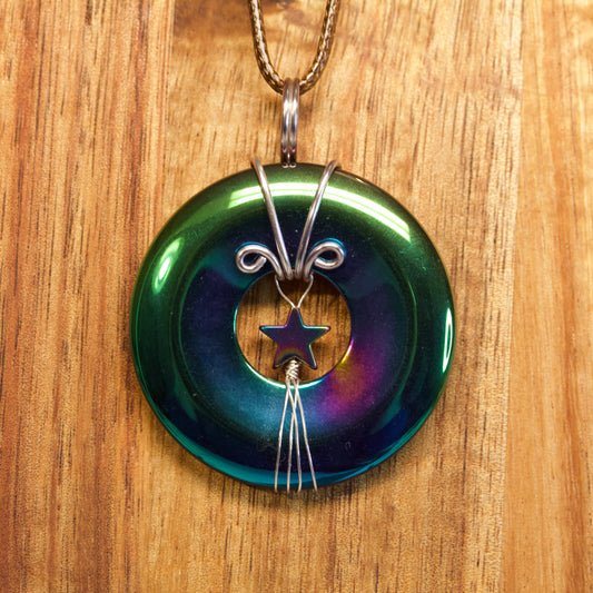 Titanium Coated Hematite Donut Stone